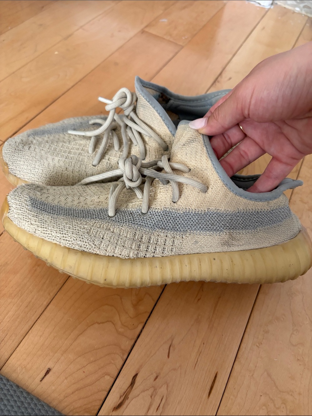 Yeezy Boost 350 V2 Cream with Grey Stripe Athletic Shoes